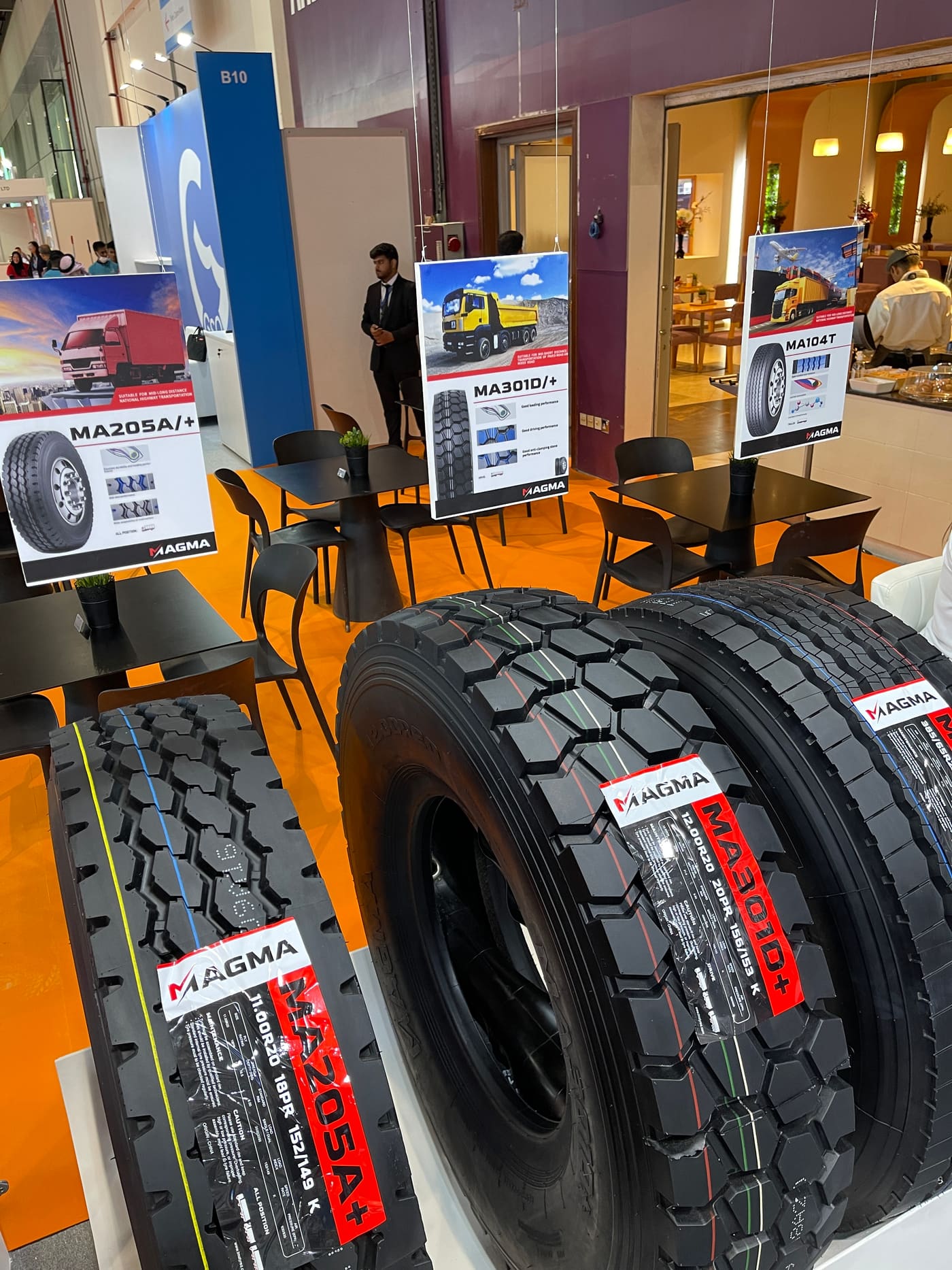 MAGMA truck tyres MA205A and MA301D on the stand